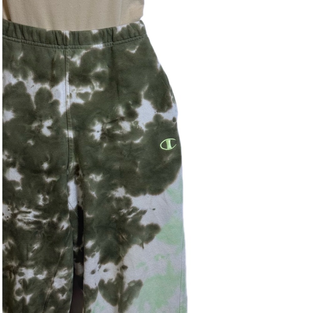 Champion Women's Unity Dye Classic Fleece Joggers in a green tie-dye pattern. - Picture 4 of 8